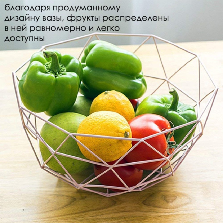 фото Ваза для фруктов, металлическая, белая, 28х16х15 см Kitchen angel