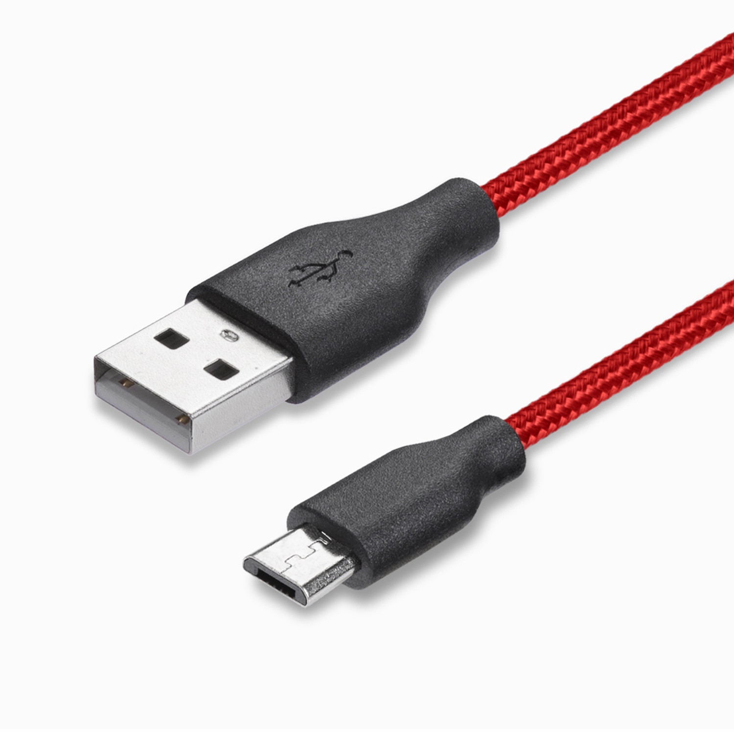 фото Дата-кабель USB - micro USB, нейлон, 1.2м, красный, Prime Line