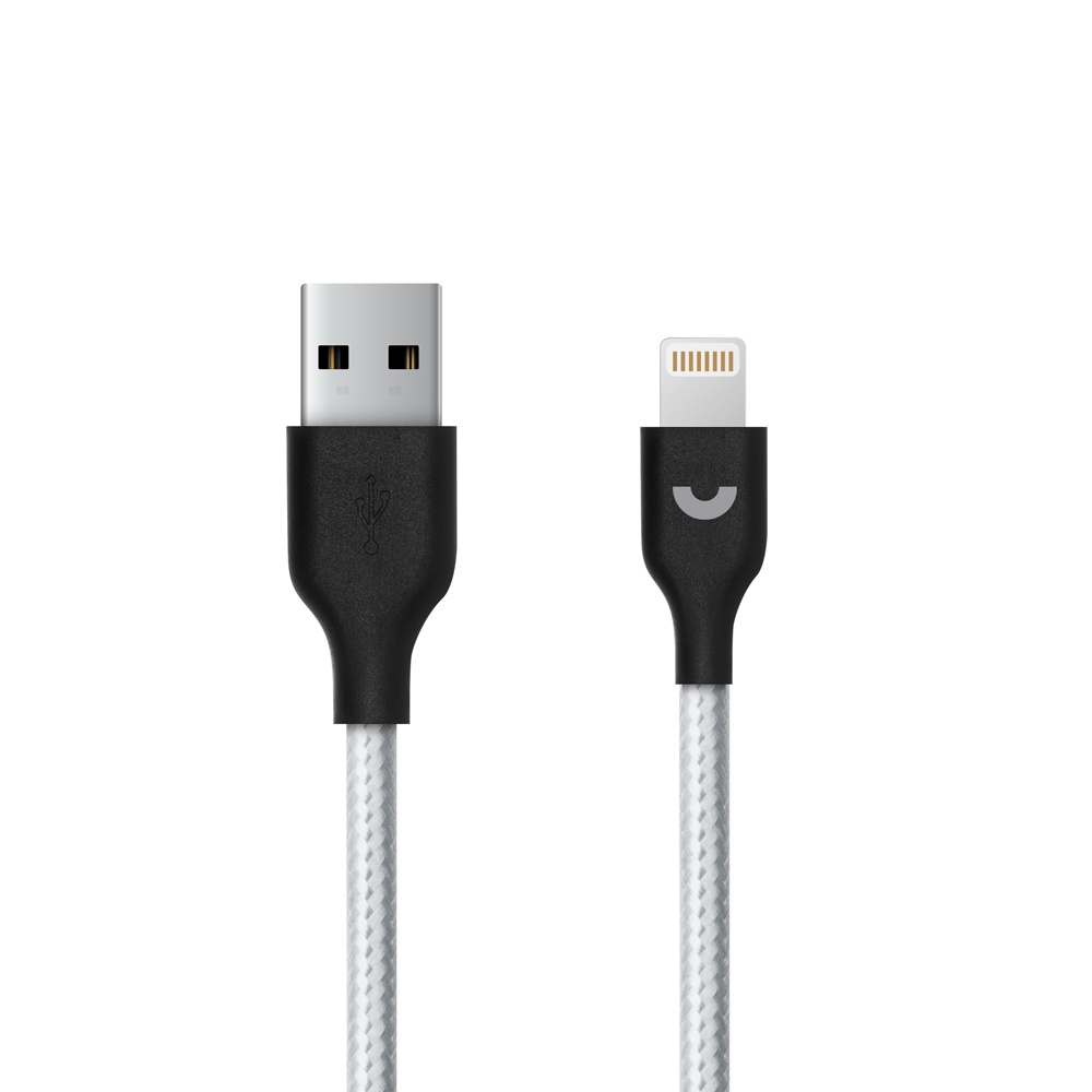 фото Дата-кабель USB - Lightning, нейлон, 1.2м, серебро, Prime Line