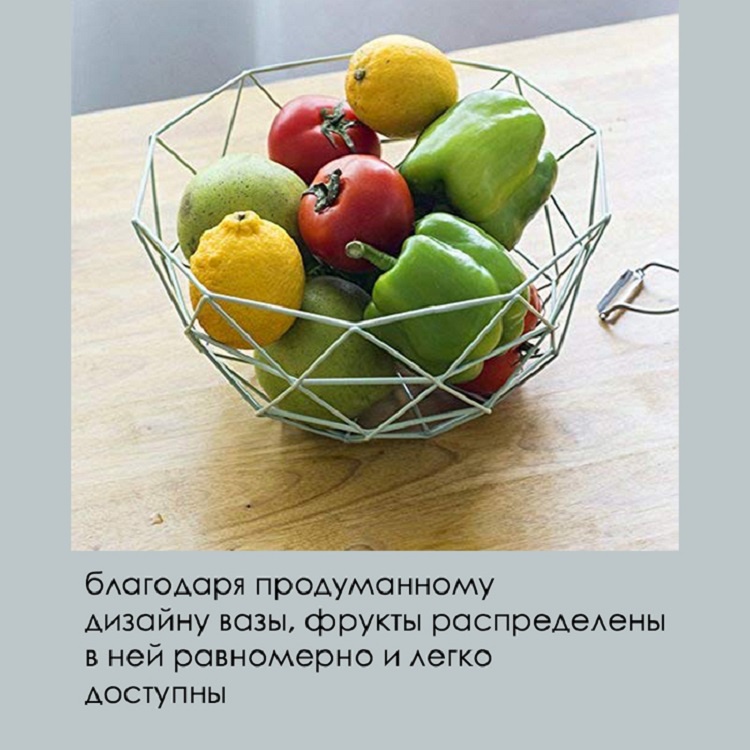 фото Ваза для фруктов, металлическая, цвет фисташковый, 28х16х15 см Kitchen angel