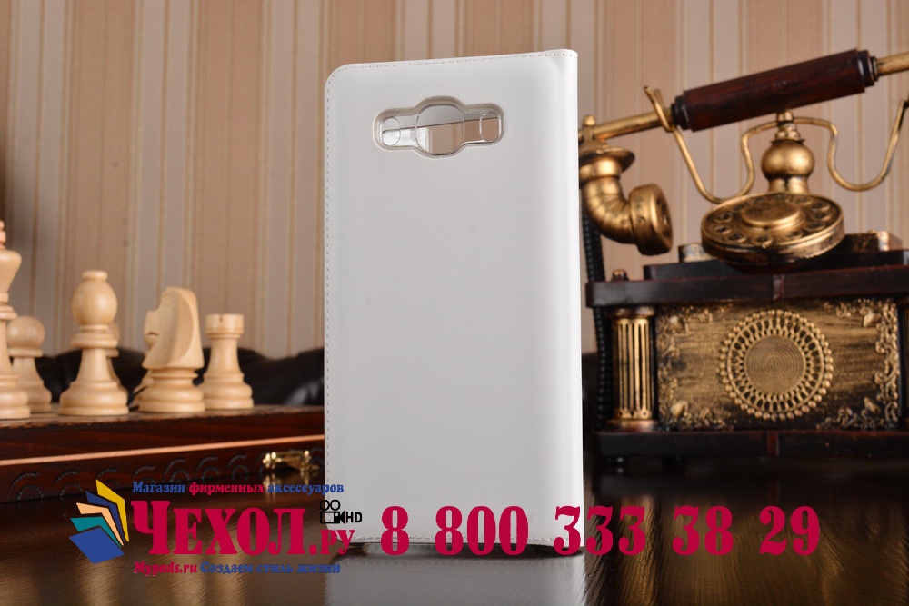 фото Чехол-книжка MyPads для Samsung Galaxy J5 2016 SM-J510H/DS/ J510F/DS с окошком для входящих вызовов и свайпом белый