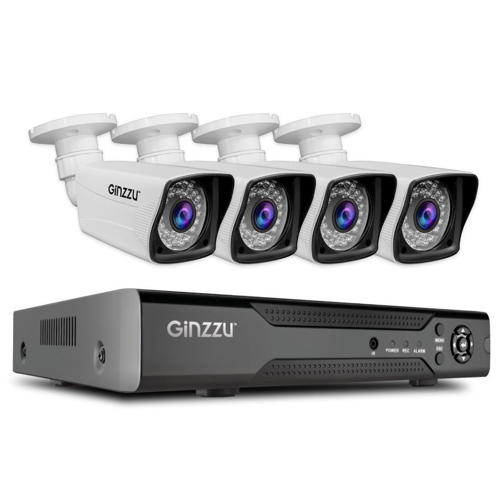 фото Комплект HK-446D,4ch,1080N,HDMI,4улич кам 2.0Mp,IR20м,пласт Ginzzu