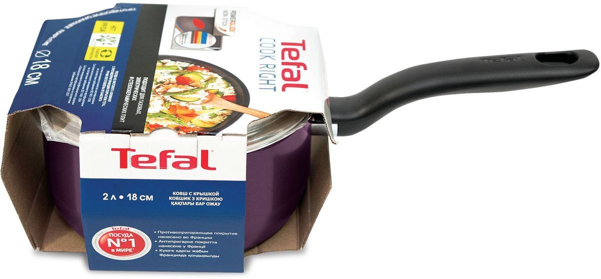 фото Ковш Tefal Cook Right Cas, с крышкой, с антипригарным покрытием, 18 см