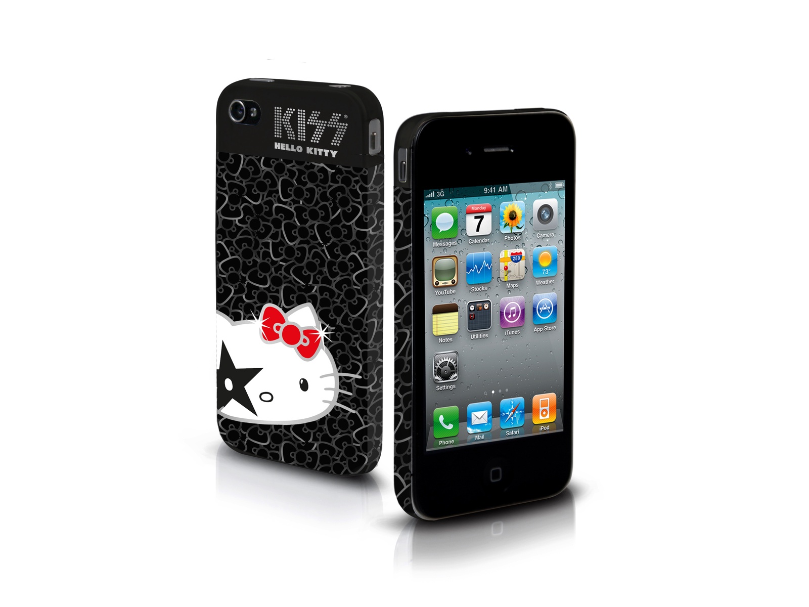 фото Чехол SBS жесткий для iPhone 4/4S (Hello Kitty Kiss, черный)