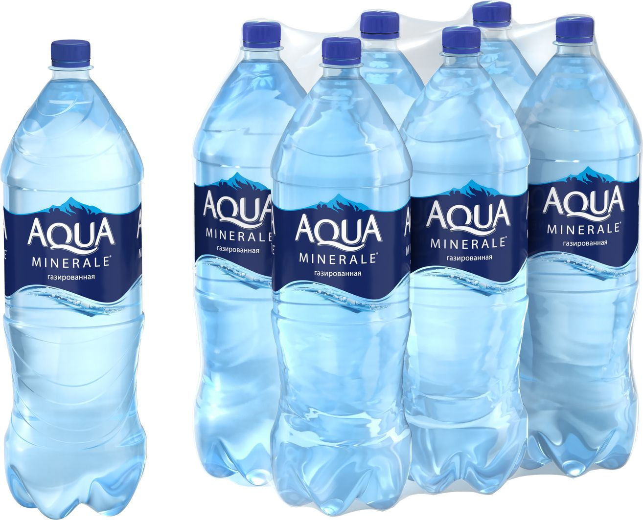 Aqua Minerale вода газированная питьевая, 6 штук по 2 л