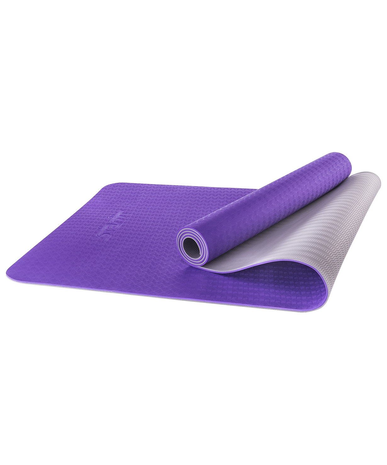 фото Коврик для йоги STARFIT FM-201 TPE 173x61x0,5 см, фиолетовый/серый