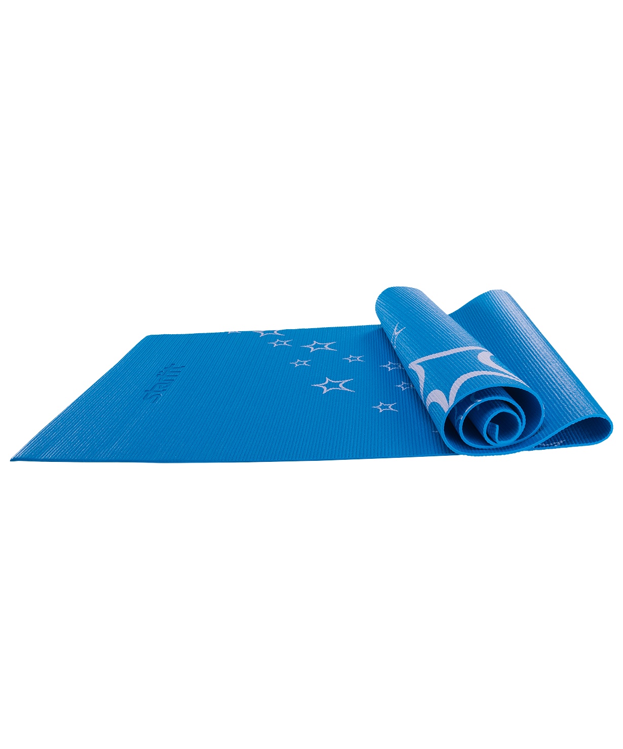 фото Коврик для йоги STARFIT FM-102 PVC 173x61x0,5 см, с рисунком, синий