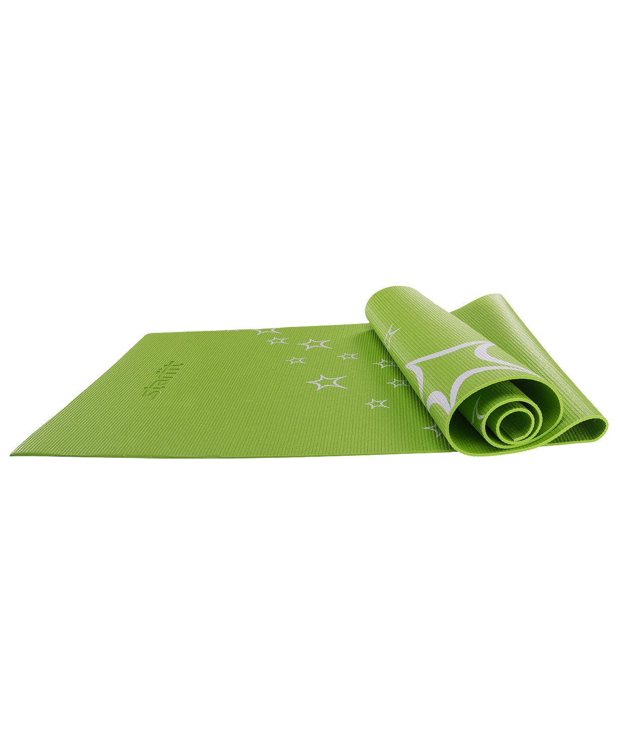 фото Коврик для йоги STARFIT FM-102 PVC 173x61x0,6 см, с рисунком, зеленый