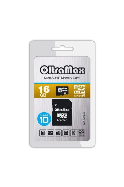 фото Карта памяти MicroSD 16GB OltraMax Class 10 + SD адаптер