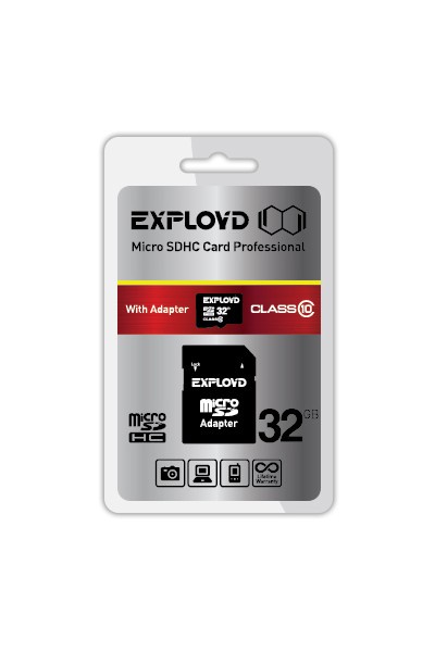 фото Карта памяти MicroSD 32GB Exployd Class 10 + SD адаптер