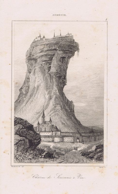 фото Гравюра. Армения, замок Семирамиды в Ване. Офорт. Франция, Париж, 1838 год Нет бренда