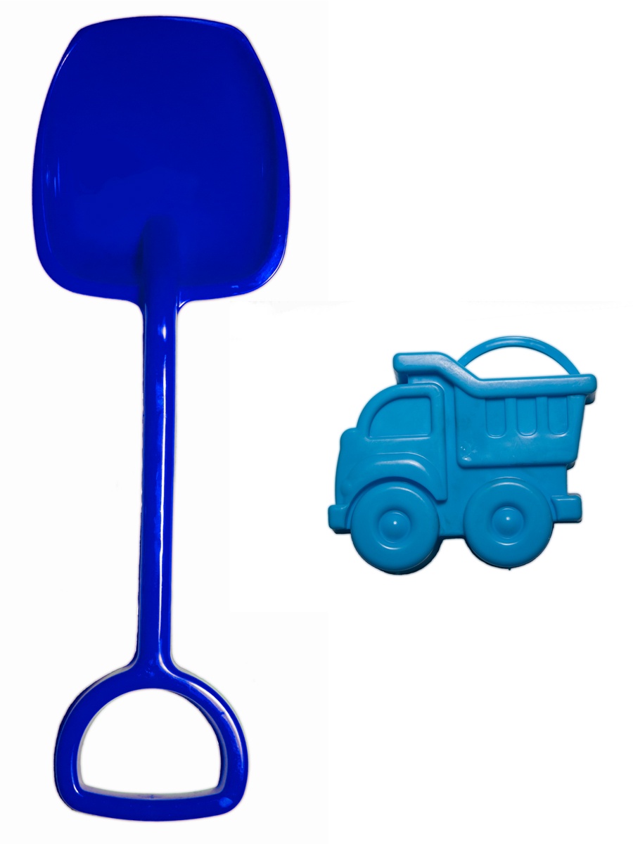 фото 8287 Набор лопатка 48 см. + формочка (машинка), синяя лопатка, голубая формочка Новокузнецкий завод пластмасс