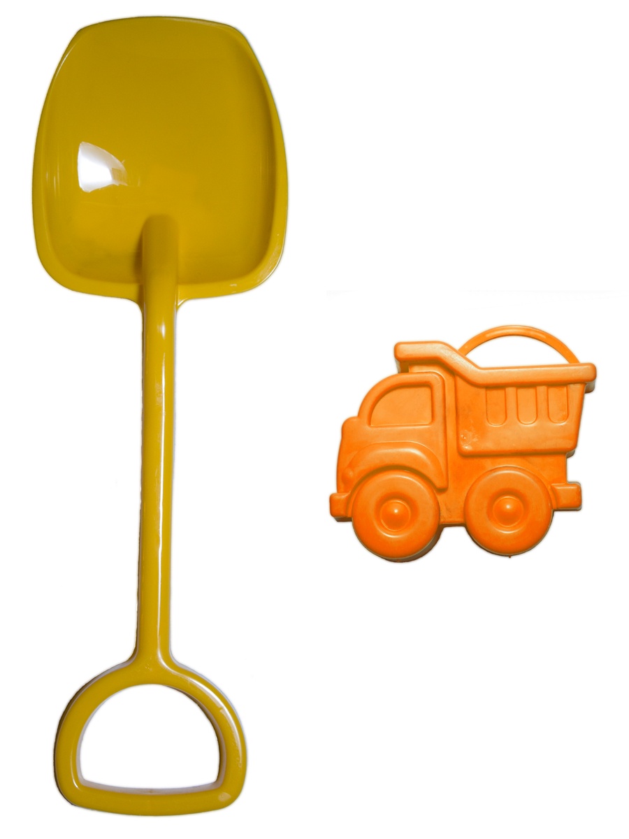 фото 8287 Набор лопатка 48 см. + формочка (машинка), желтая лопатка, оранжевая формочка Новокузнецкий завод пластмасс