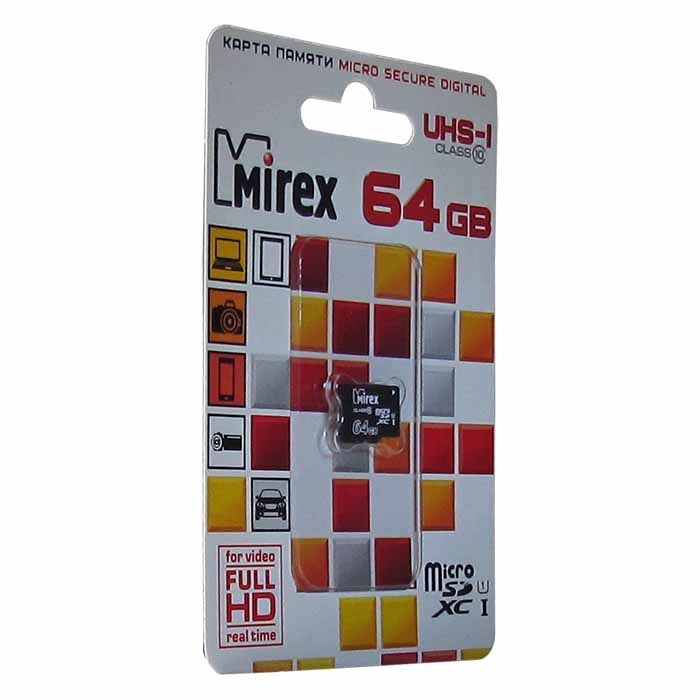 фото Карта памяти Mirex microSDXC Class 10 UHS-I U1, 13612-MC10SD64 64GB , цвет: черный