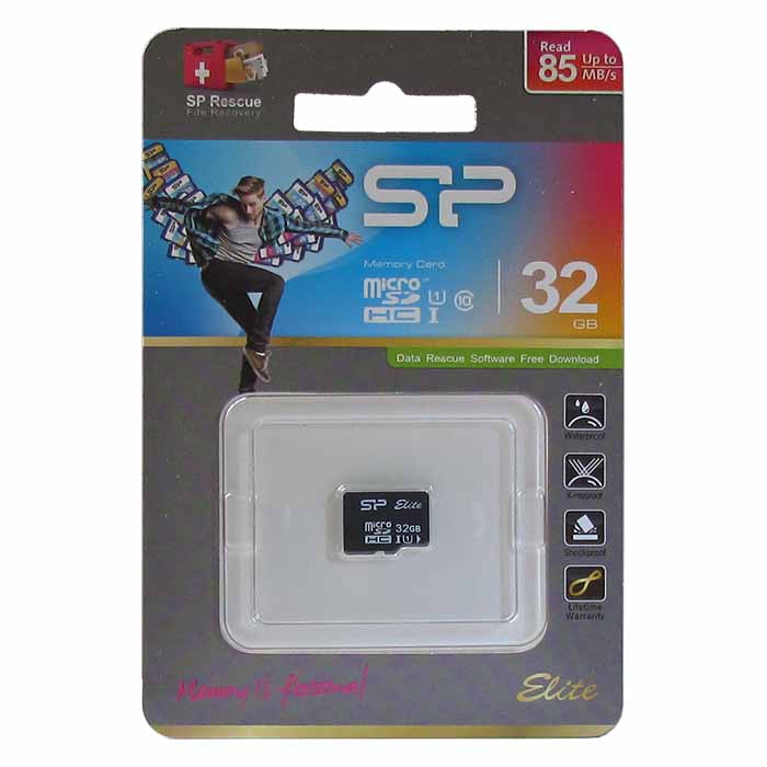 фото Карта памяти SP Elite microSDHC Class 10 UHS-I U1 SP032GBSTHBU1V10 32GB , цвет: черный Silicon power