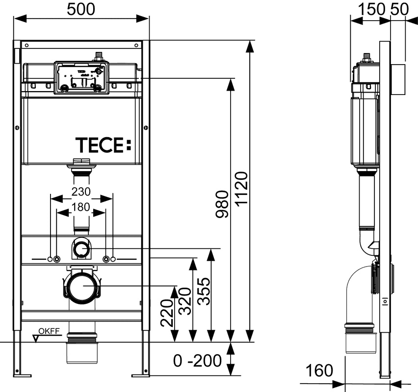 фото Комплект инсталляции 4 в 1 Tece Base K400600 с панелью смыва TECEloop