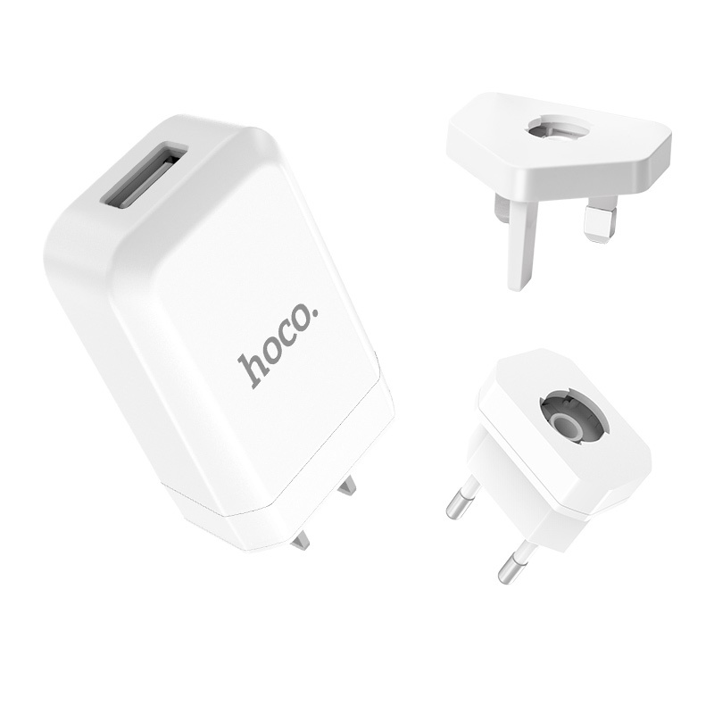 фото Зарядное устройство Hoco C45 Cool Rotary Single USB 2.4 A, US / EU / UK, белое