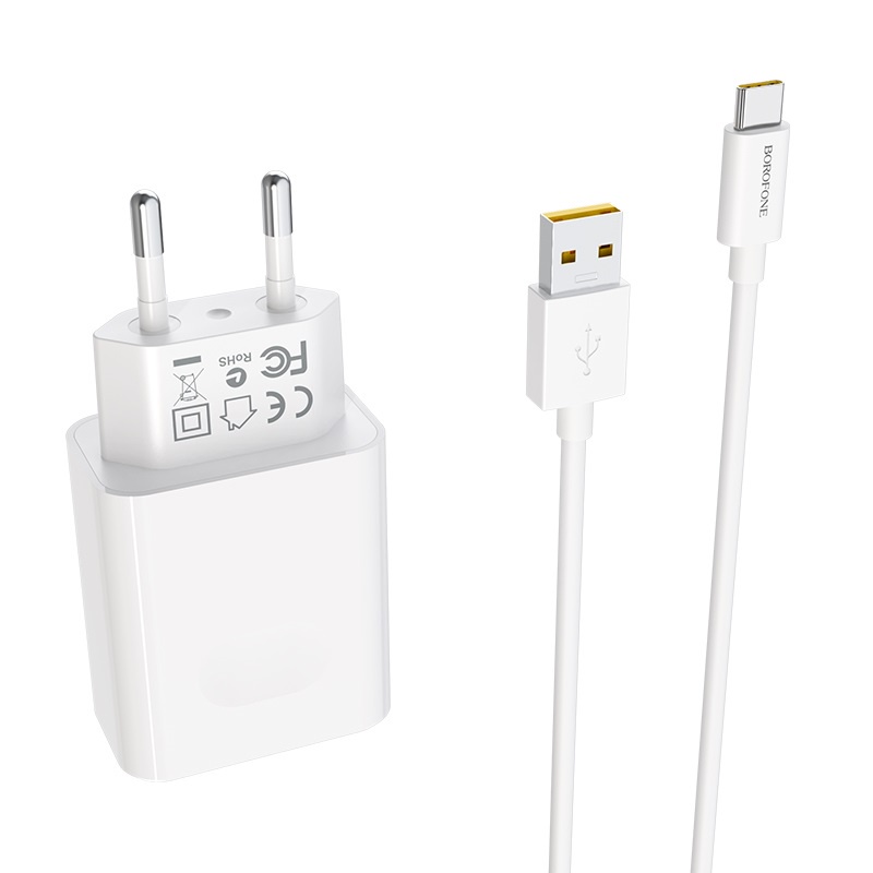 фото Сетевое зарядное устройство Borofone BA32A Bright power widely compatible charger set (Type-C) (EU) White