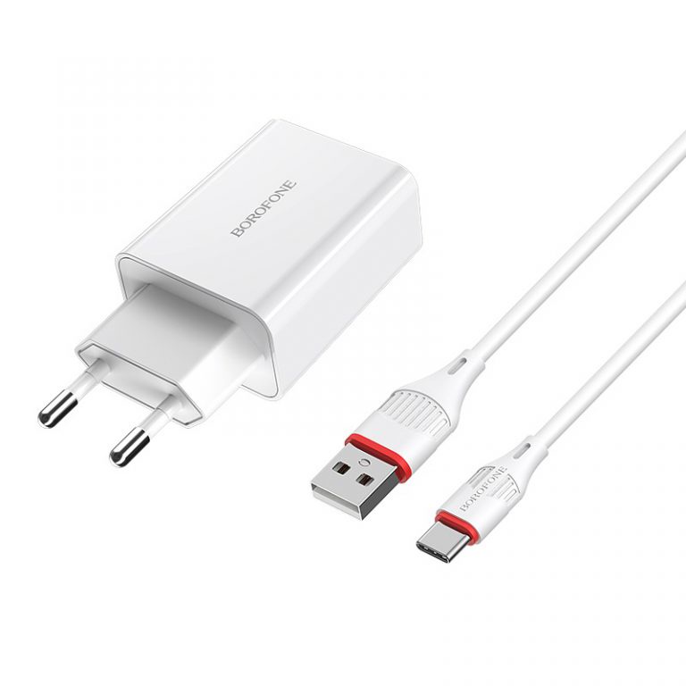 фото Сетевое зарядное устройство Borofone BA21A Long journey single port QC3.0 charger set (Type-C) (EU) White