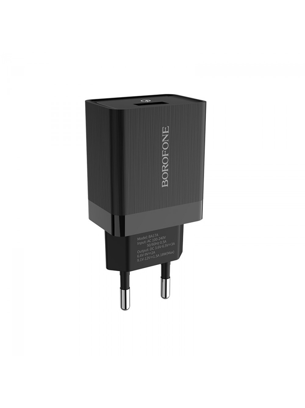 фото Сетевое зарядное устройство Borofone BA17A Centrino single port QC3.0 charger (EU) Black