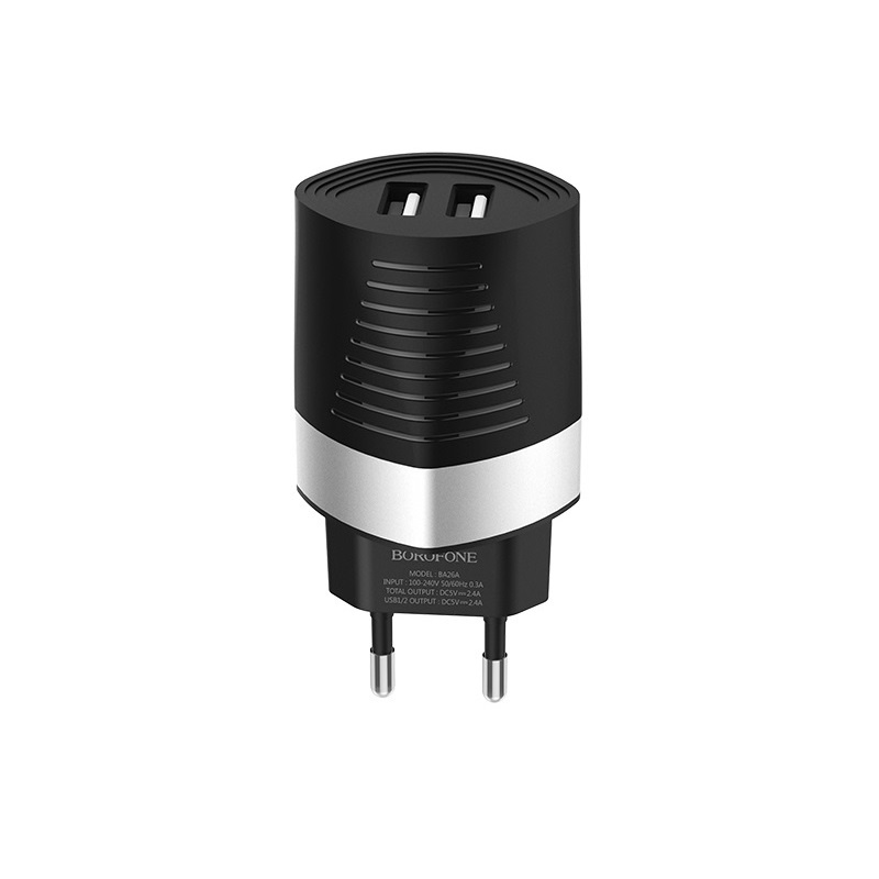 фото Сетевое зарядное устройство Borofone BA26A Mighty dual port charger (EU) Black