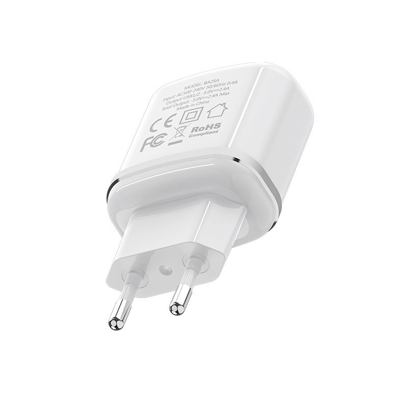 фото Сетевое зарядное устройство Borofone BA25A Outstanding dual port charger set (Micro-USB) (EU) White