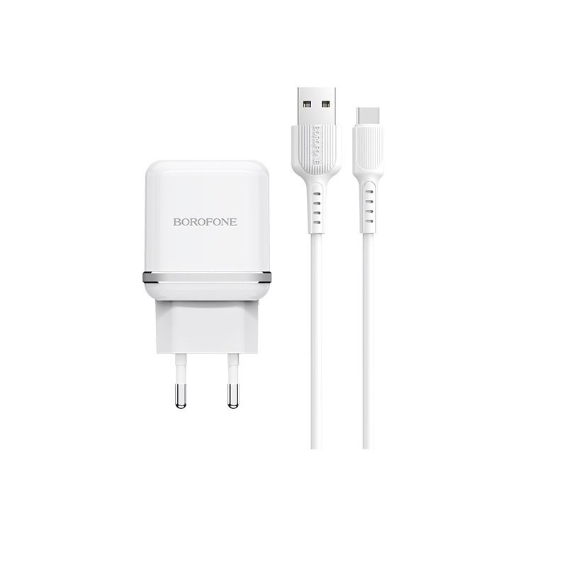 фото Сетевое зарядное устройство Borofone BA25A Outstanding dual port charger set (Type-C) (EU) White