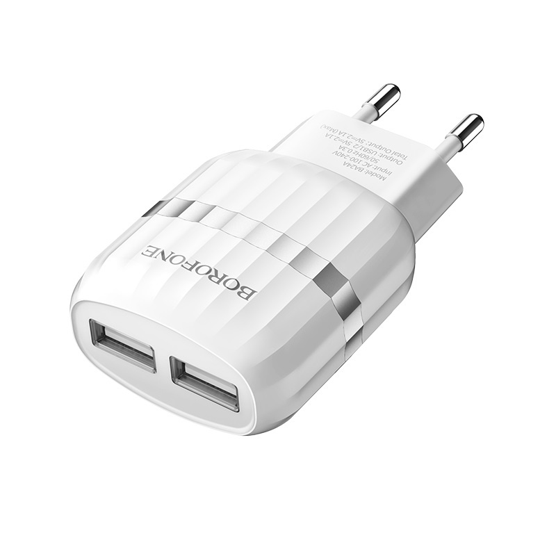 фото Сетевое зарядное устройство Borofone BA24A Vigour dual port charger set (Lightning) (EU) White