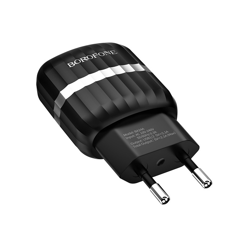 фото Сетевое зарядное устройство Borofone BA24A Vigour dual port charger set (Micro) (EU) Black