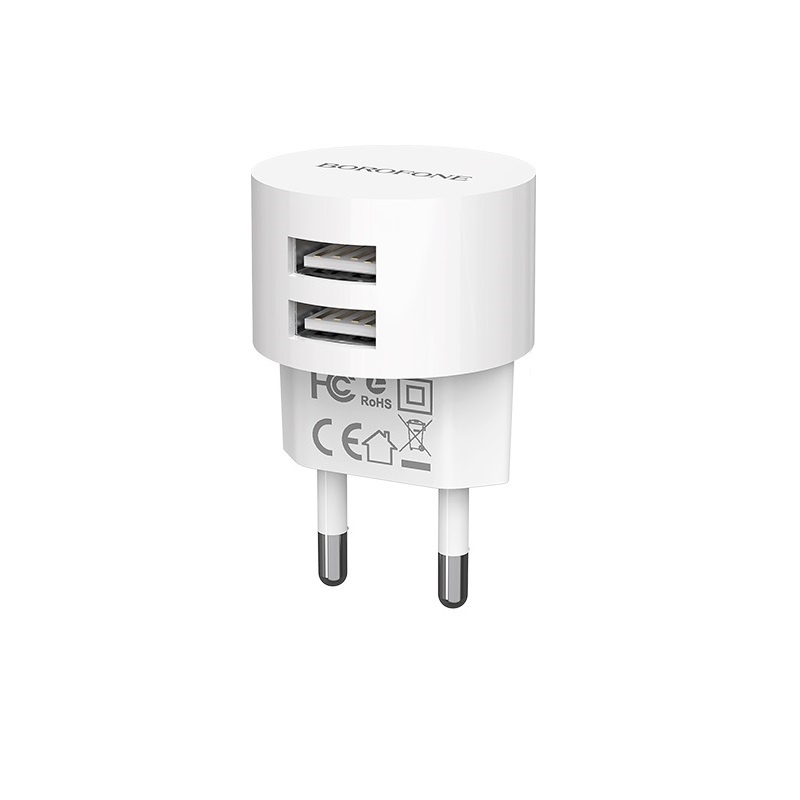 фото Сетевое зарядное устройство Borofone BA23A Brilliant dual port charger (EU) White