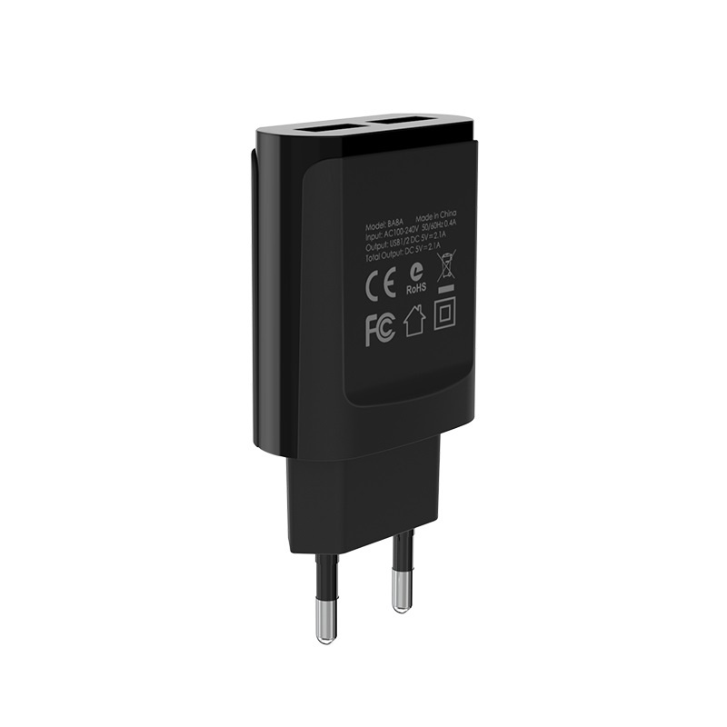 фото Сетевое зарядное устройство Borofone BA8A LePlug double port charger (EU) Black