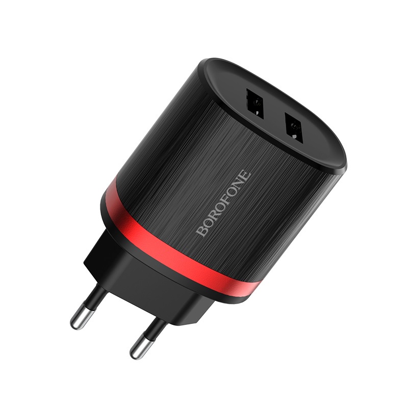 фото Сетевое зарядное устройство Borofone BA7A FlashPlug double port charger (EU) Black