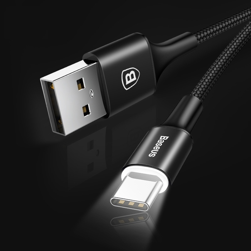 фото Кабель USB Type-C 1м с подсветкой Baseus Rapid Series - Черный