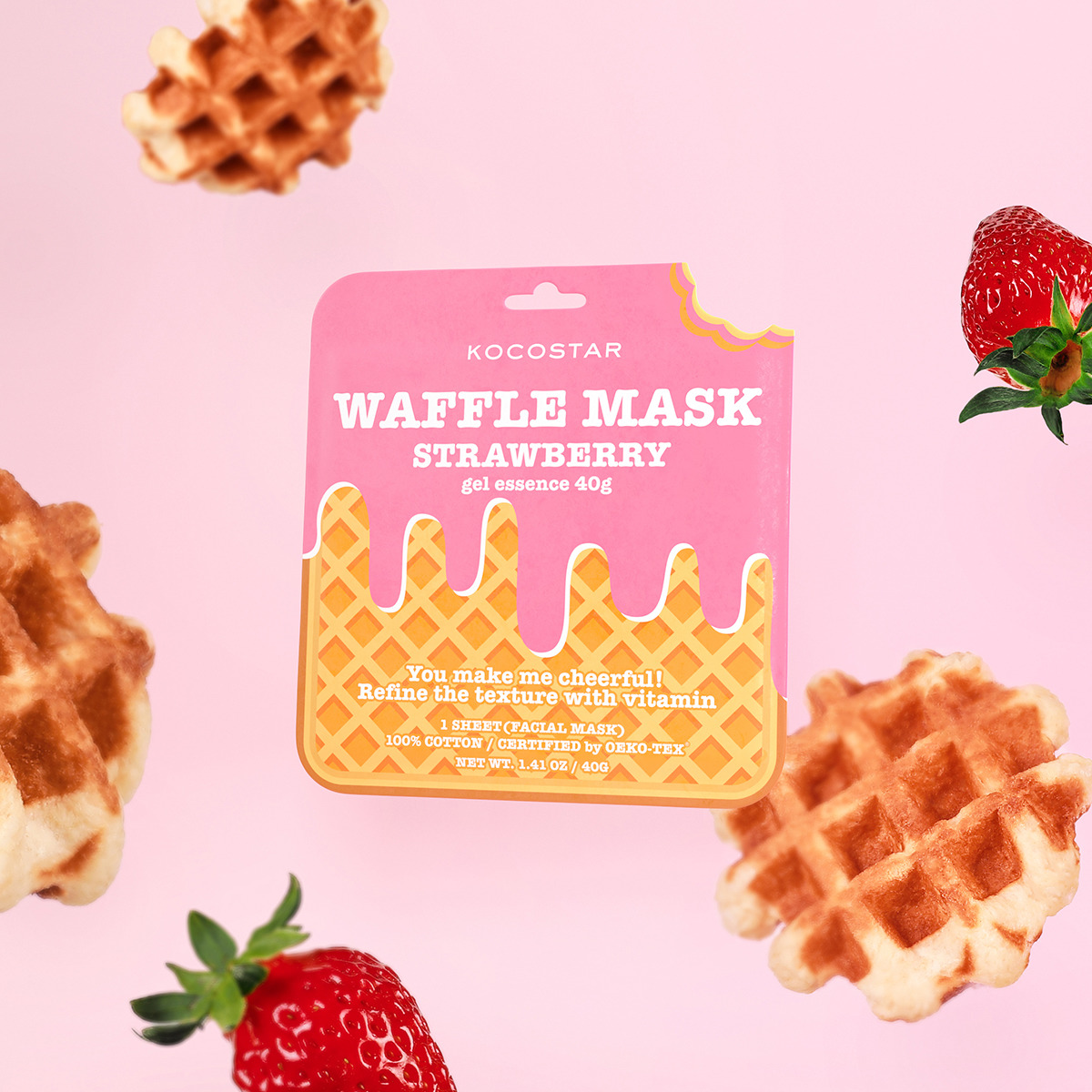 Strawberry mask. Маска для лица Kocostar Waffle тканевая. Тканевая маска с клубникой. Маска для лица Strawberry.