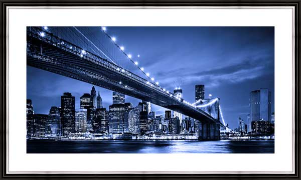 фото Картина в багете 50x30 см "Бруклинский мост ночью" Экорамка BE-103-285