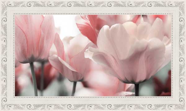 фото Картина в багете 50x30 см "Розовые тюльпаны" Экорамка BE-103-420