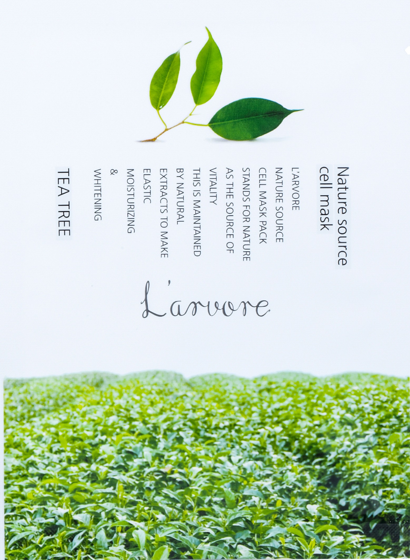 фото Тканевая маска для лица с экстрактом зеленого чая L'arvore "Nature Source Cell Mask Tea Tree", 25гр.