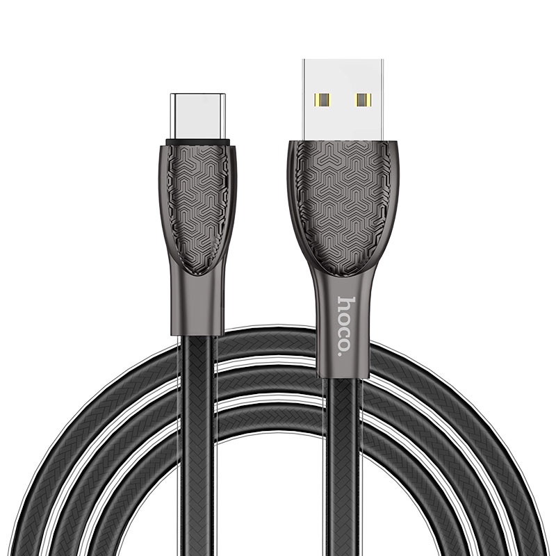 фото USB кабель Hoco U52 Bright Type C, 1,2м, черный