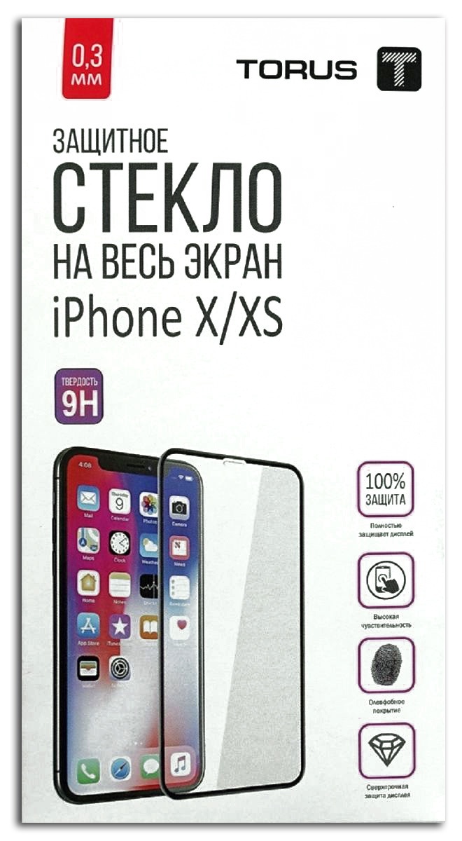 фото Защитное стекло TORUS 10D Full Glue для Apple iPhone X/XS, черный