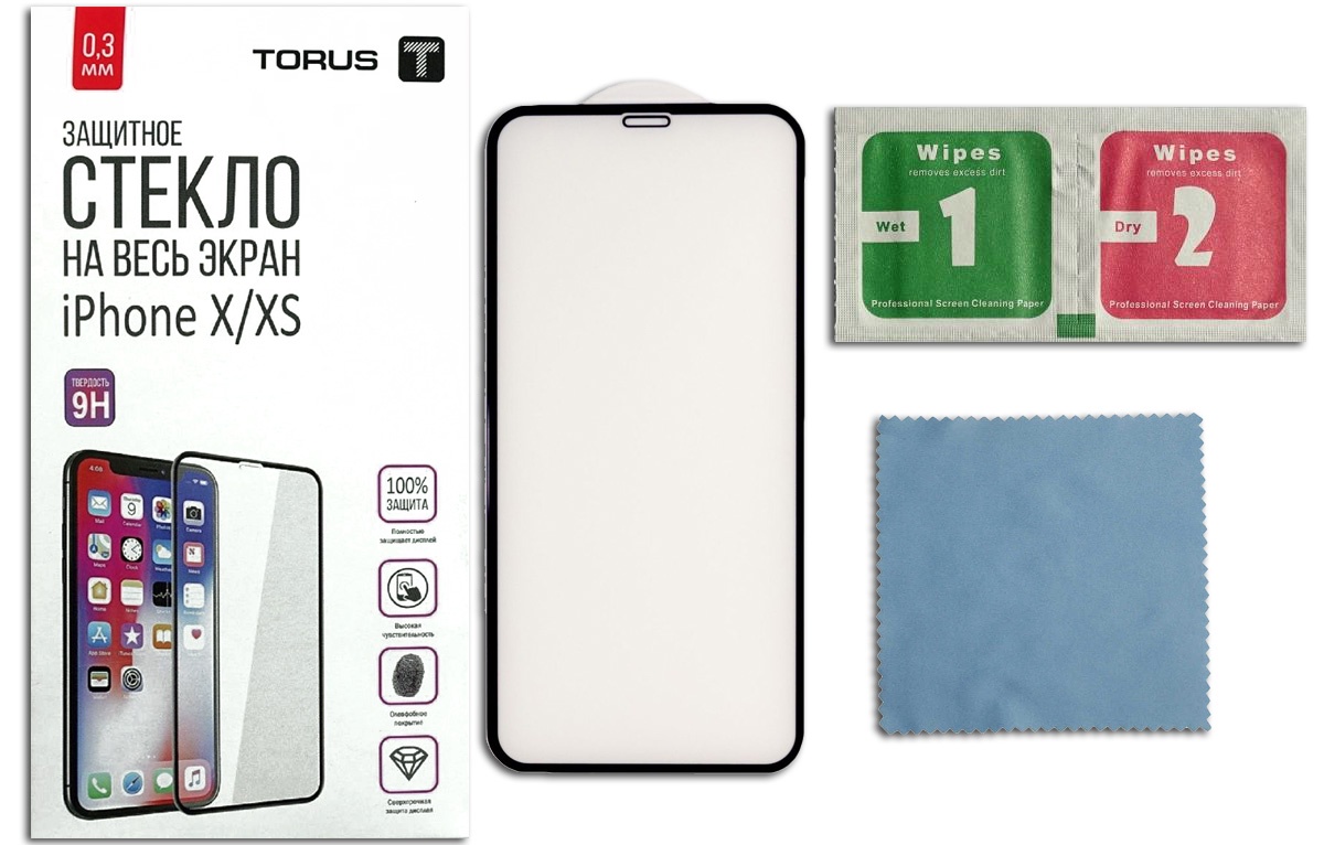 фото Защитное стекло TORUS 10D Full Glue для Apple iPhone X/XS, черный