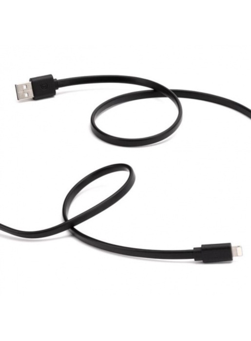 фото Кабель Griffin Flat Lightning to USB. Длина 9 см. Цвет черный.