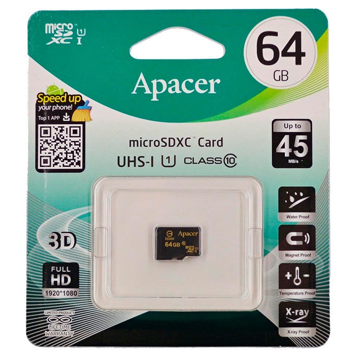 фото Карта памяти MicroSD 64GB Apacer Class 10 UHS-I без адаптера