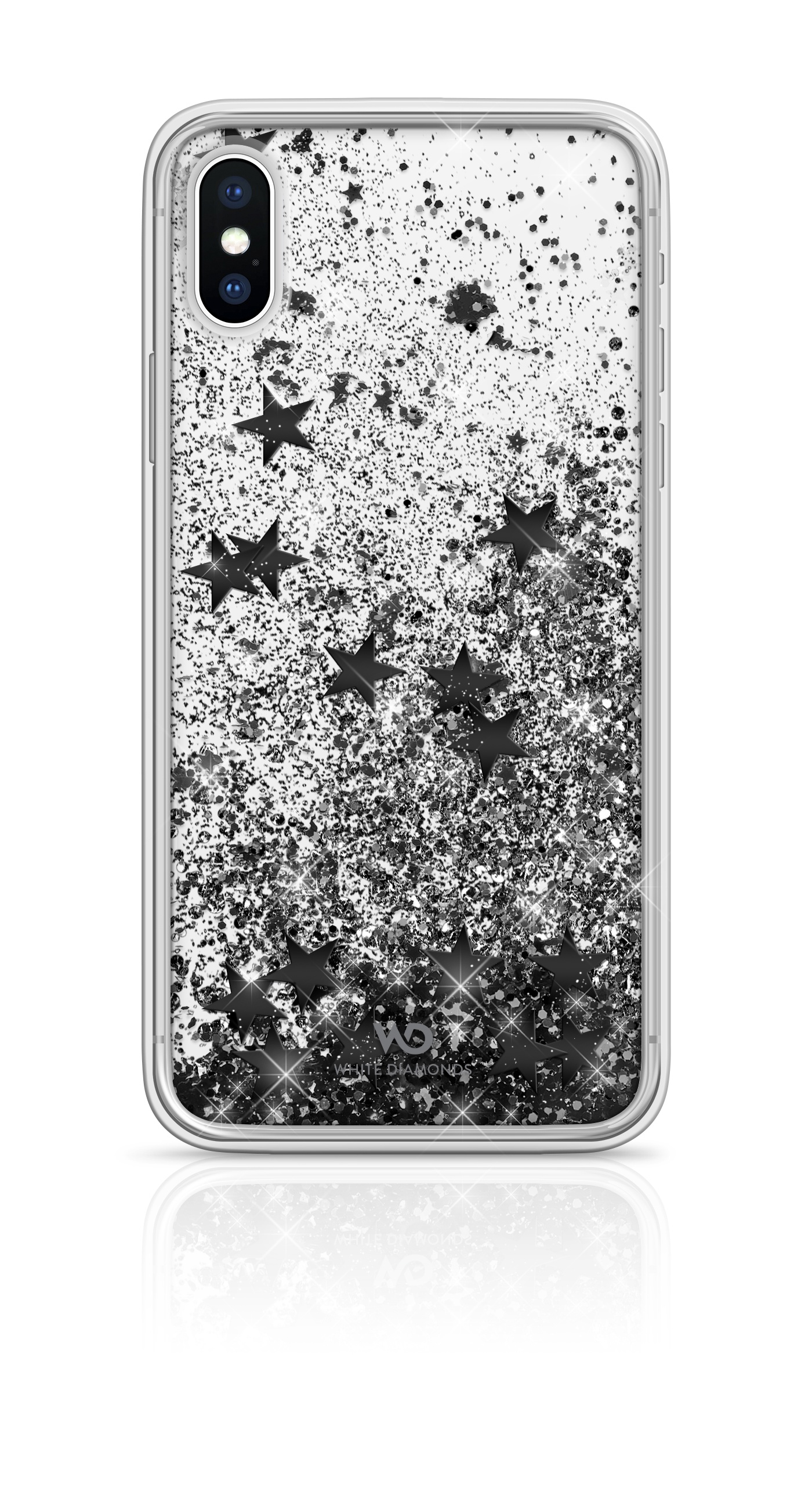 фото Чехол White Diamonds Sparkle для iPhone XS/X, черные звезды