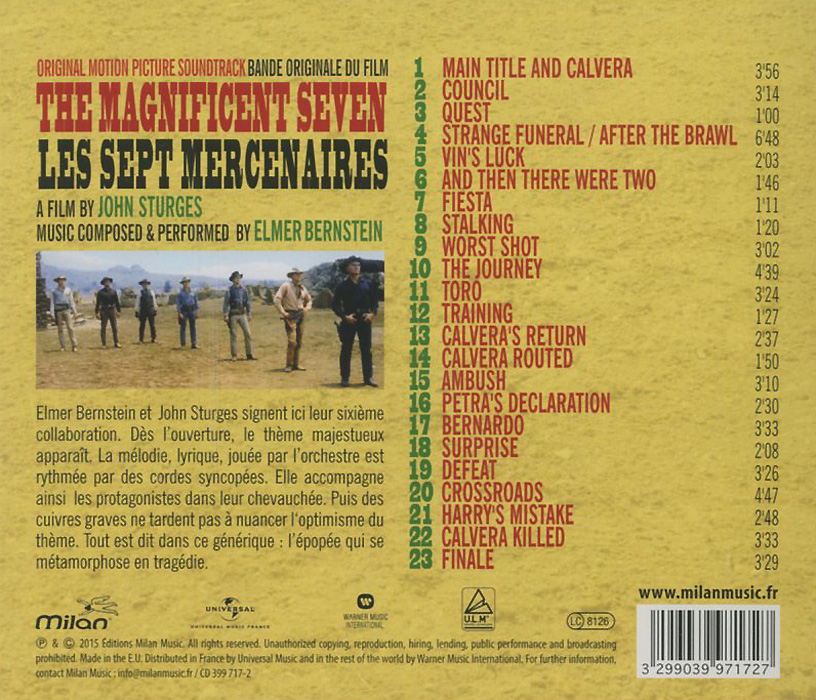 Elmer Bernstein. The Magnificent Seven. Original Motion Picture Soundtrack. Элмер Бернстайн
