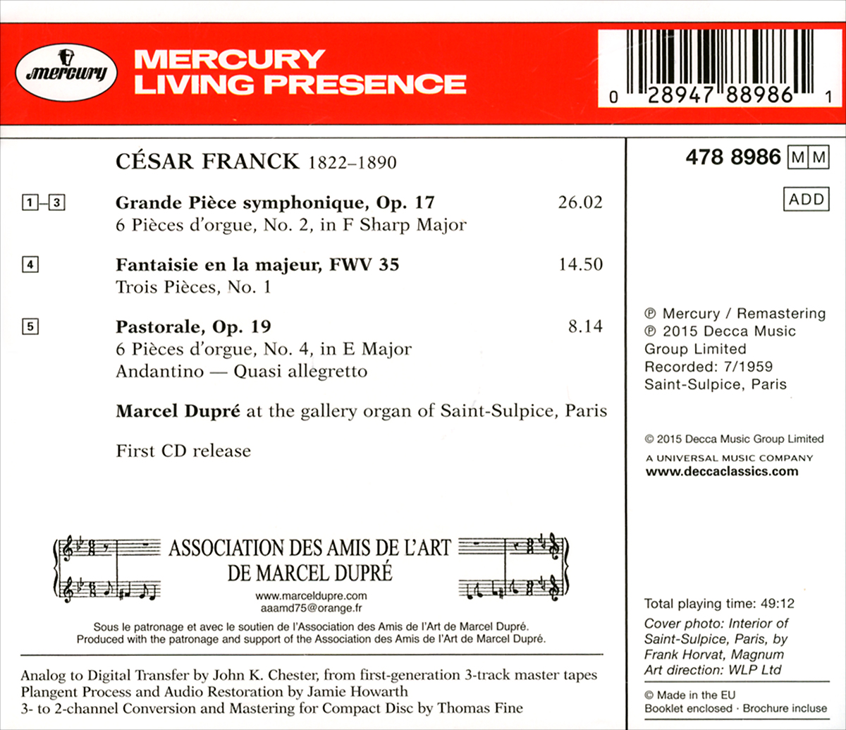 Marcel Dupre. Franck. At Saint-Sulpice. Volume Three. Марсель Дюпре