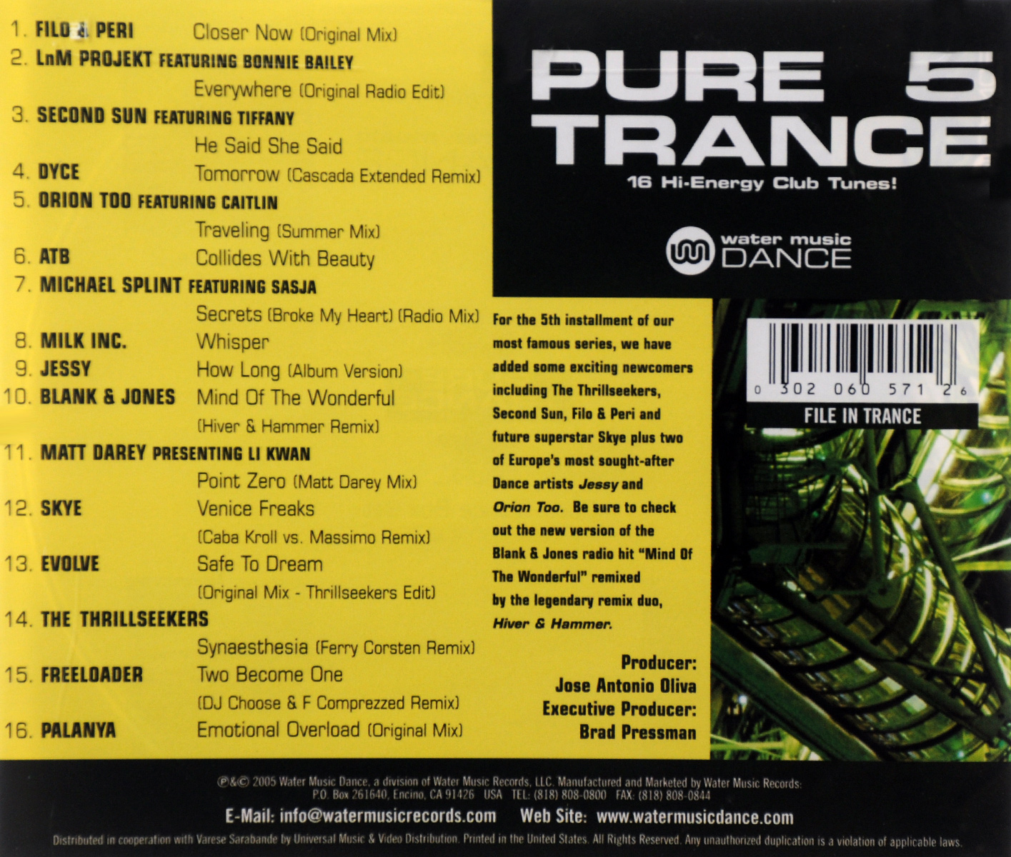 Pure Trance 5. "Filo & Peri",LnM Projekt,`Second Sun`,Dyce,ATB,Майкл Сплинт,Milk Inc.,Jessy,"Blank & Jones",Skye