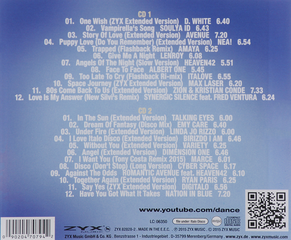 Zyx Italo Disco New Generation Vol. 7 (2 CD). D. White,"Avenue",Amaya,Lenroy,"Heaven42",Альберт Онэ,"Italove","Zion",Кристиан Конд,Фред Вэй,"Talking Eyes",Emy Care,Линда Джо Риццо,"Variety Lab",Marce,"Romantic Avenue",Райан Пари,Digitalo,"Nation In Blue ","Cyber Space"