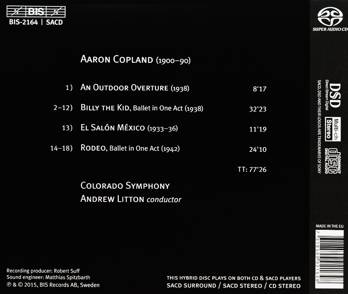 Colorado Symphony, Andrew Litton. Aaron Copland. Billy the Kid. Rodeo (SACD). Colorado Symphony,Эндрю Лайттон