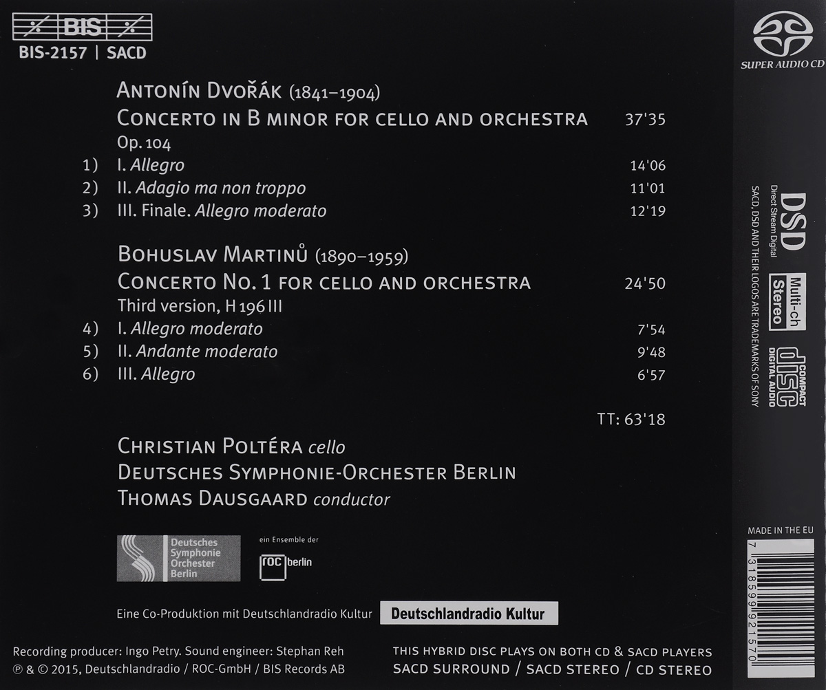 Thomas Dausgaard. Dvorak / Martinu. Cello Concertos (SACD). Томас Даусгард,Deutsches Symphonie-Orchester Berlin