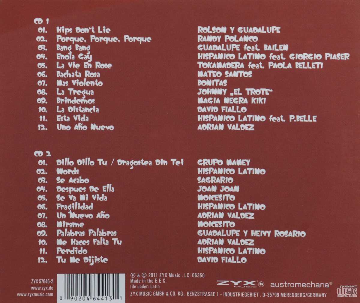 Bachata. The Hottest Dance Form Dominican Republic (2 CD). Rolson Y Guadalupe,Randy Polanco,Bailen,Paola Belleti,Tokamadera,Mateo Santos,Bonitas,Johnny "El Trote",Magia Negra Kiki,David Fiallo,Grupo Mamey,Adrian Valdez,Hispanico Latino,Sagrario,Joan Joan,Moicesito,Guadalupe Y Heivy Rosario